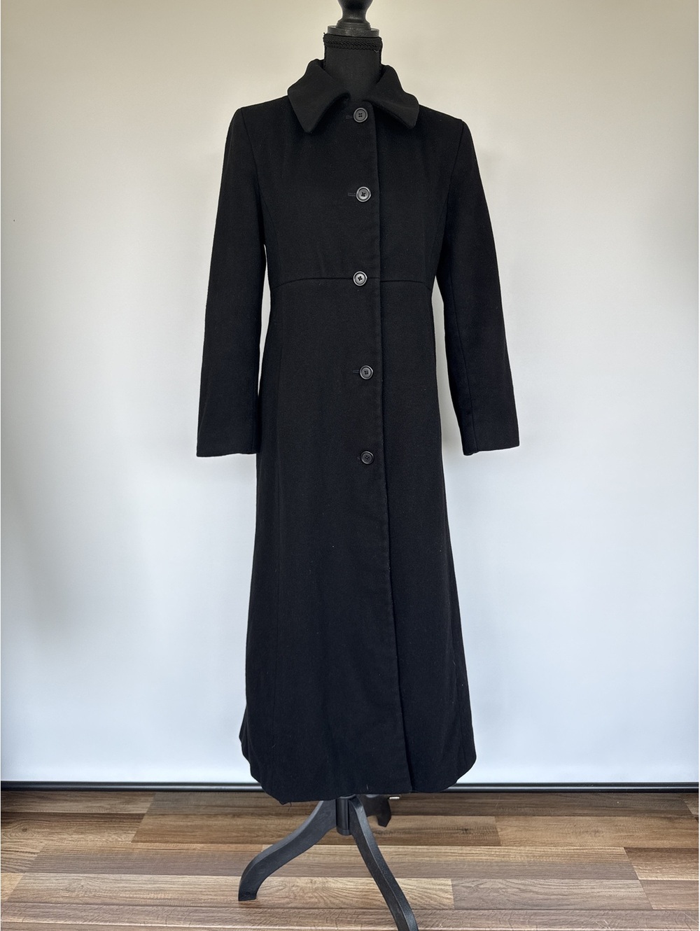Steve by Searle Long Black Wool Blend Coat Women's 4P Petite Maxi Coat